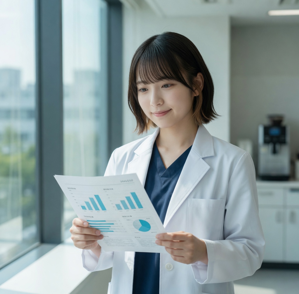 LINAが予算資料を確認する様子