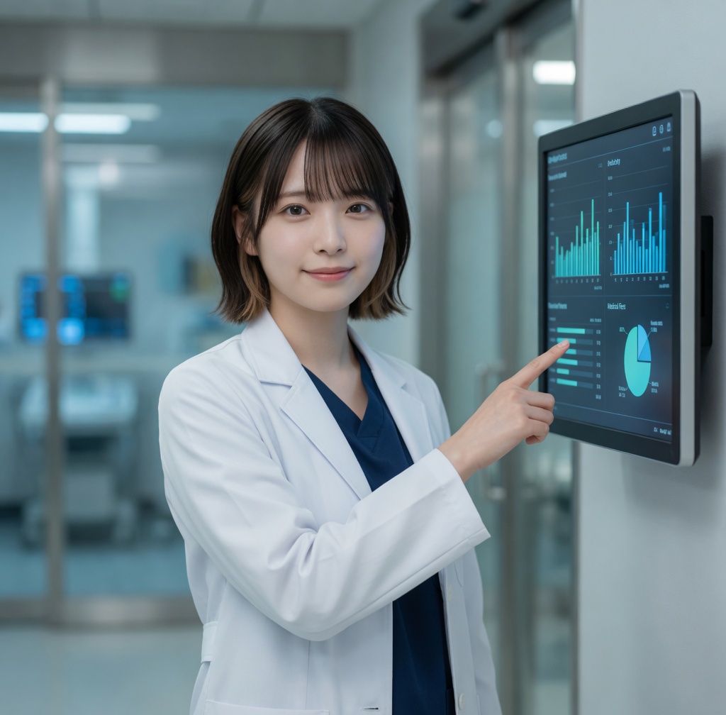 LINAが診療報酬の図表を説明する様子