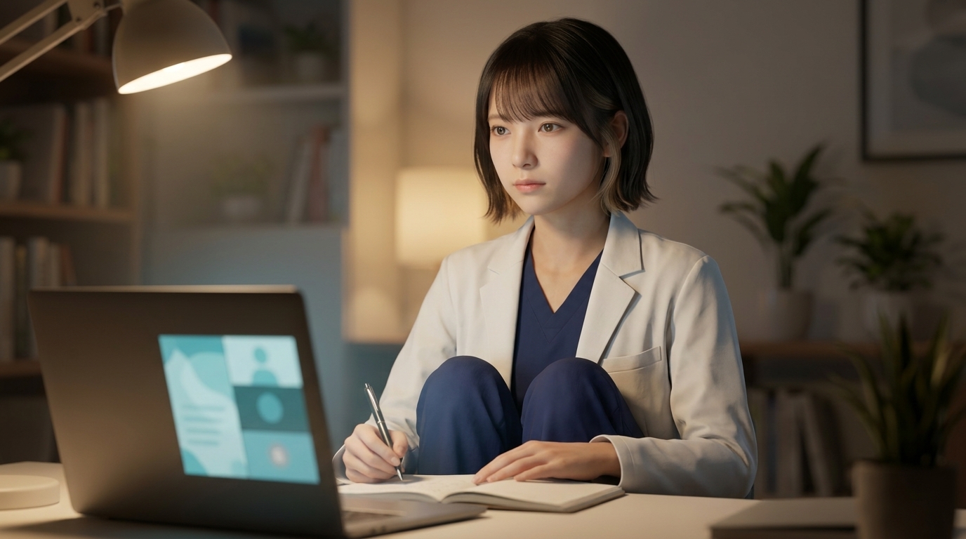 オンライン説明会でメモを取るLINA