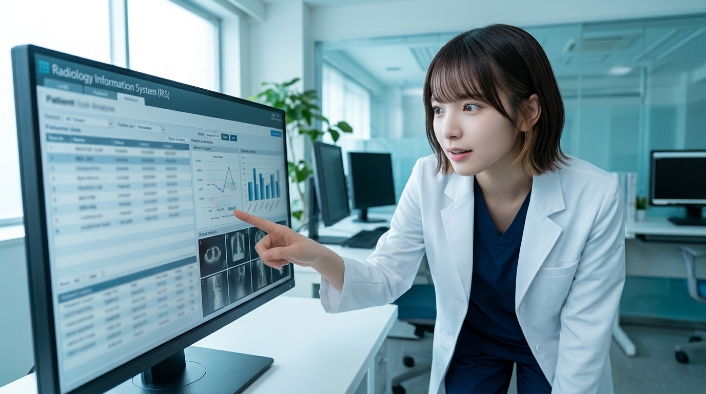 RISの画面を見ながら個人情報の範囲を確認するLINA
