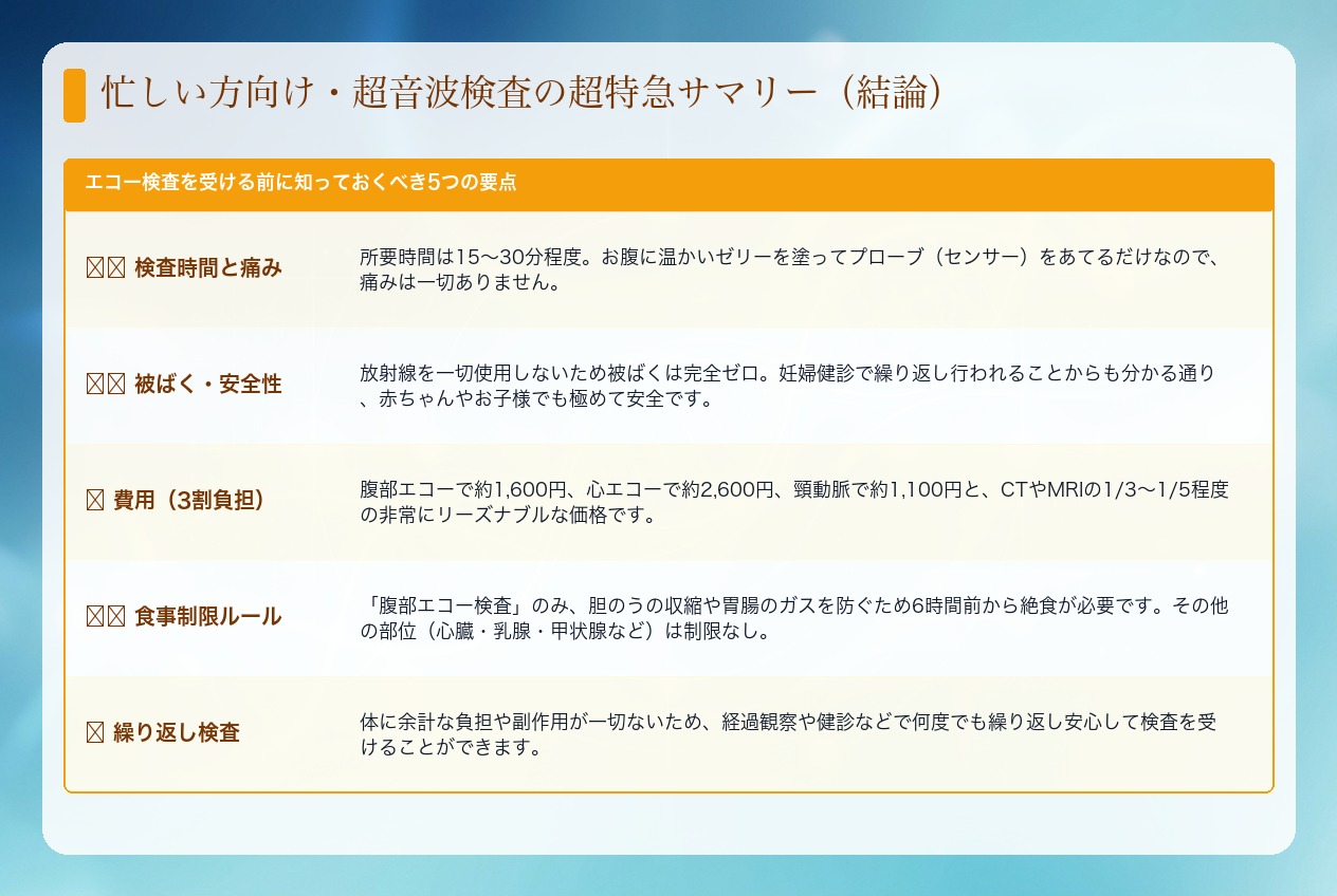 超音波検査の超特急サマリー(結論)